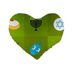 colorblock green hanukkah Standard 16  Premium Heart Shape Cushion 