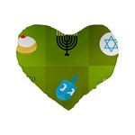 colorblock green hanukkah Standard 16  Premium Flano Heart Shape Cushion 