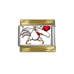 Dabbing Chicken Gold Trim Italian Charm (9mm)