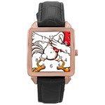 Dabbing Chicken Rose Gold Leather Watch 