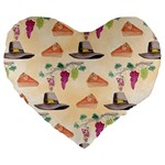 Thanksgiving Watercolor Large 19  Premium Flano Heart Shape Cushion