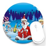 drunk Santa ugly xmas Round Mousepad