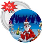 drunk Santa ugly xmas 3  Button (10 pack)