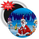 drunk Santa ugly xmas 3  Magnet (10 pack)