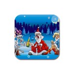 drunk Santa ugly xmas Rubber Square Coaster (4 pack)