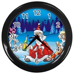 drunk Santa ugly xmas Wall Clock (Black)