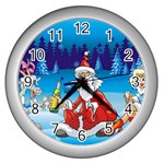 drunk Santa ugly xmas Wall Clock (Silver)