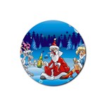 drunk Santa ugly xmas Rubber Coaster (Round)