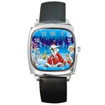 drunk Santa ugly xmas Square Metal Watch