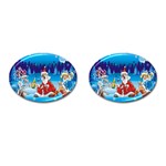 drunk Santa ugly xmas Cufflinks (Oval)