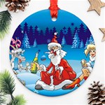 drunk Santa ugly xmas Round Ornament (Two Sides)