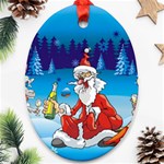 drunk Santa ugly xmas Oval Ornament (Two Sides)