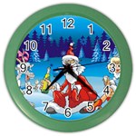 drunk Santa ugly xmas Color Wall Clock