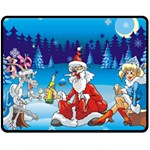 drunk Santa ugly xmas Fleece Blanket (Medium)