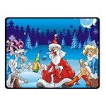 drunk Santa ugly xmas Fleece Blanket (Small)