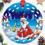 drunk Santa ugly xmas Ornament (Round Filigree)