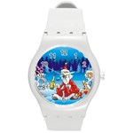 drunk Santa ugly xmas Round Plastic Sport Watch (M)