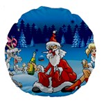 drunk Santa ugly xmas Large 18  Premium Round Cushion 