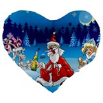 drunk Santa ugly xmas Large 19  Premium Heart Shape Cushion