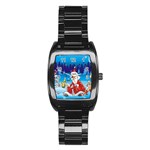 drunk Santa ugly xmas Stainless Steel Barrel Watch