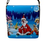 drunk Santa ugly xmas Flap Closure Messenger Bag (L)