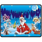 drunk Santa ugly xmas Double Sided Fleece Blanket (Medium)