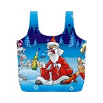 drunk Santa ugly xmas Full Print Recycle Bag (M)