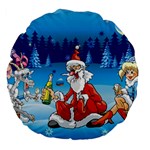 drunk Santa ugly xmas Large 18  Premium Flano Round Cushion 