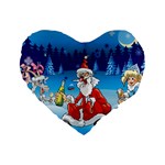 drunk Santa ugly xmas Standard 16  Premium Flano Heart Shape Cushion 