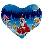 drunk Santa ugly xmas Large 19  Premium Flano Heart Shape Cushion