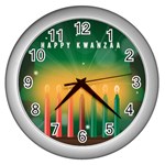 african women happy kwanzaa Wall Clock (Silver)