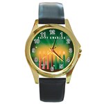 african women happy kwanzaa Round Gold Metal Watch