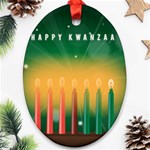 african women happy kwanzaa Oval Ornament (Two Sides)