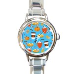 Pumpkin Spice Love Round Italian Charm Watch