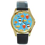 Pumpkin Spice Love Round Gold Metal Watch