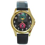 Halloween Zombie Hunter Round Gold Metal Watch