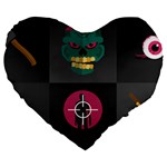 Halloween Zombie Hunter Large 19  Premium Heart Shape Cushion