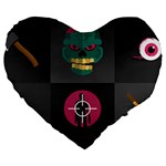 Halloween Zombie Hunter Large 19  Premium Flano Heart Shape Cushion