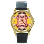 Rosie The Riveter Round Gold Metal Watch