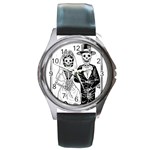 Day Of The Dead Wedding Round Metal Watch