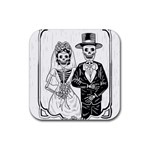 Day Of The Dead Wedding Rubber Coaster (Square)