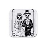 Day Of The Dead Wedding Rubber Square Coaster (4 pack)