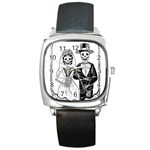 Day Of The Dead Wedding Square Metal Watch