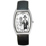 Day Of The Dead Wedding Barrel Style Metal Watch