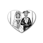 Day Of The Dead Wedding Rubber Heart Coaster (4 pack)