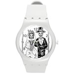 Day Of The Dead Wedding Round Plastic Sport Watch (M)