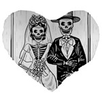 Day Of The Dead Wedding Large 19  Premium Heart Shape Cushion