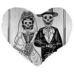 Day Of The Dead Wedding Large 19  Premium Flano Heart Shape Cushion