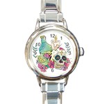 Tequila Sugar Skull Round Italian Charm Watch