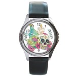 Tequila Sugar Skull Round Metal Watch